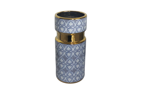 Elegant Greyson flower vase with gold, white, and grey pattern for modern décor.