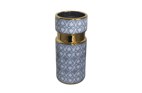 Elegant Greyson flower vase with gold, white, and grey pattern for modern décor.