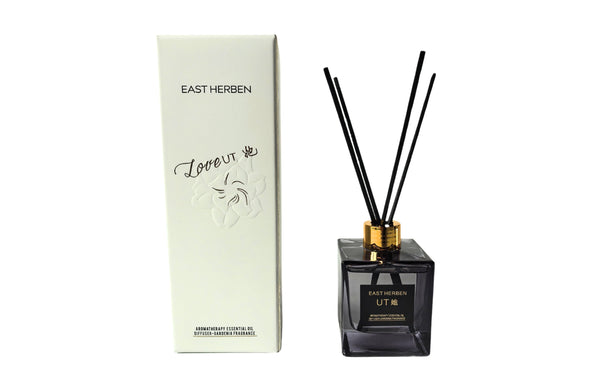 Herben Gardenia Diffuser 200ml with elegant packaging and gold-accented bottle.
