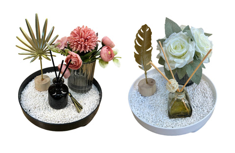 Bloom Flower Décor Tray & Fragrance Diffuser Set - 2 Colours Available