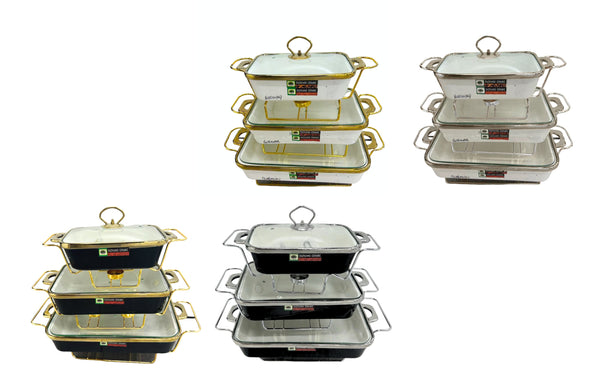 Luxury Chafing Dish with Lid & Rack Food Warmer – 3 Sizes & 2 Colours Available