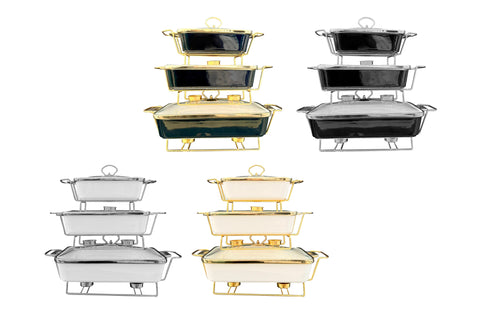 Luxury Chafing Dish with Lid & Rack Food Warmer – 3 Sizes & 2 Colours Available