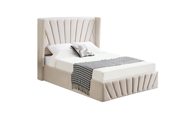 Allure Velvet Gas Lift Bed - Beige