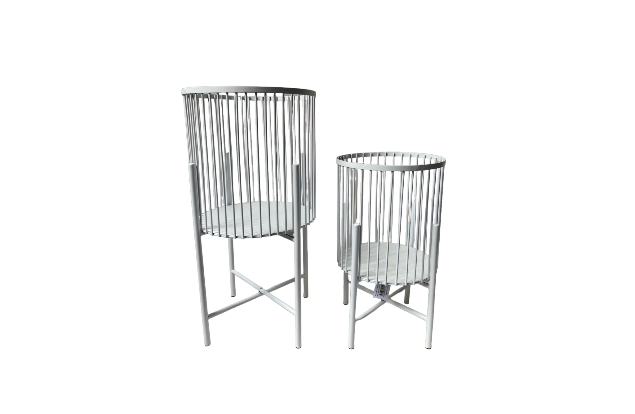  Elegant Logan planter set of two in crisp white finish for contemporary indoor or outdoor style.