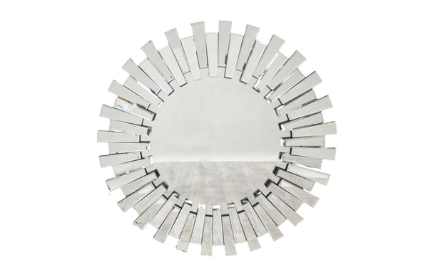 Stylish Vogue mirror-on-mirror round design with reflective layered frame detail