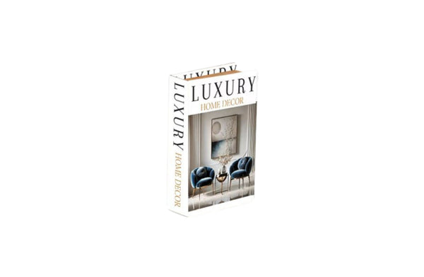 Small white faux book box for decorative storage ideal for bedside or shelf styling.