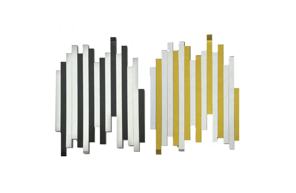 Luxe panel mirrors in black and gold colour options, modern wall décor with layered design.