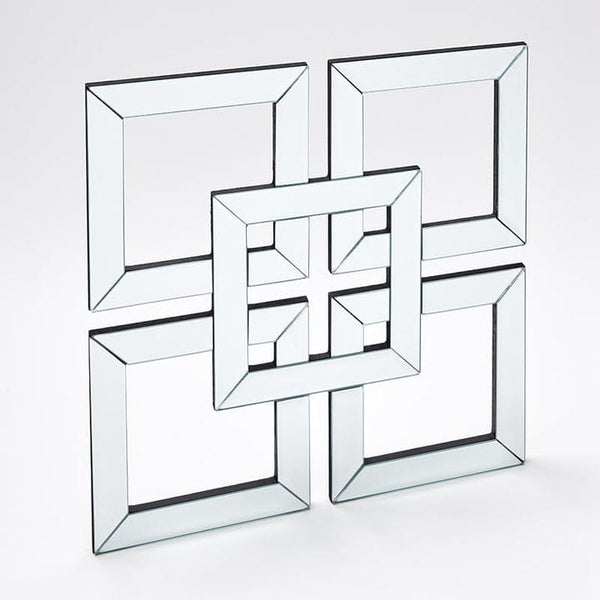 Maddison Square mirror angled view showcasing reflective shine and elegant geometric style.