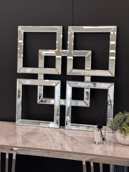Maddison Square mirror styled above marble console, decorative accent enhancing luxury interior décor.