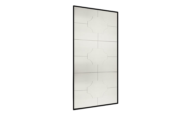 Mia Bevel extra large full length mirror with beveled edges shown at side angle view.