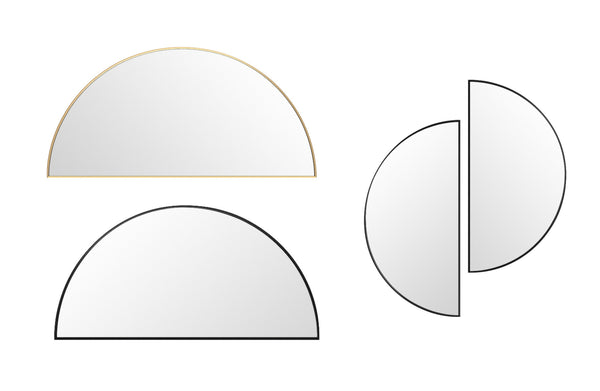 Half Moon Metal Mirror - Black / Gold - 2 Sizes Available
