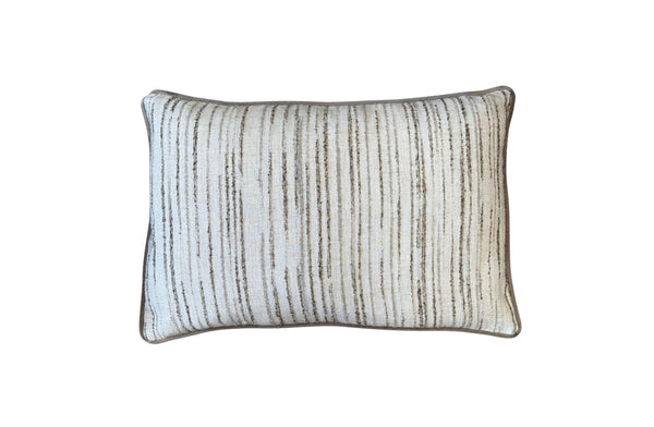 Beige cushion 40x60 cm with striped jacquard design and soft velvet