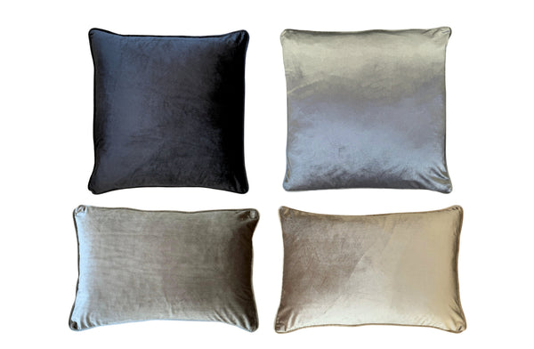 Luxury velvet cushions in multiple colors with soft plush designer finish