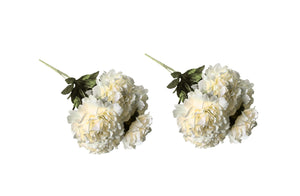 Set of two white artificial peony bunches, each with five elegant, lifelike flowers.