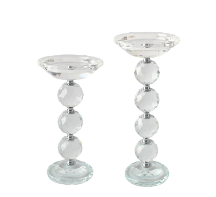 Round Crystal Clear Candle Holder Pillar - 2 Sizes Available