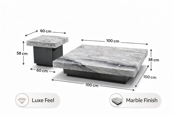 Portsea Square Set of 2 Marble  Coffee Table