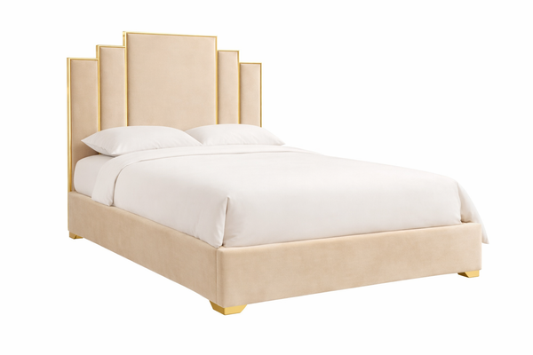 Aura Velvet Bed with Gold Frame - 2 Colours Available
