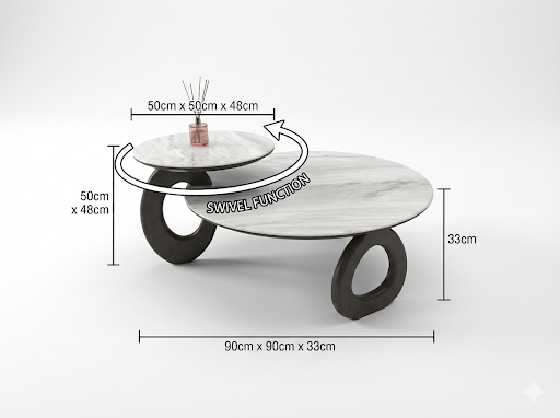 Cooper Swivel Set of 2 Marble Coffee Table