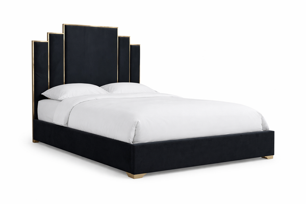 Aura Velvet Bed with Gold Frame - 2 Colours Available