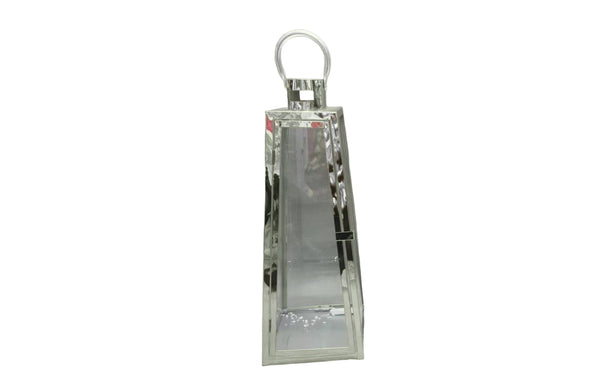 large silver pyramid lantern glass metal candle holder
