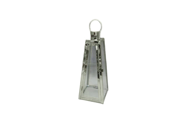 medium silver pyramid lantern glass candle holder