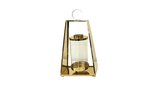 Large gold tear-shaped lantern with glass insert