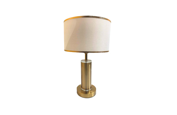 Tiffany Table Lamp with gold base and white fabric lampshade for timeless luxury style