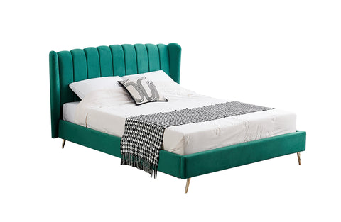 Vienna Velvet Bed in peacock green with plush velvet finish and elegant tufted headboard.