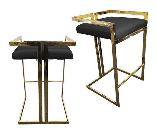 Arya Bar Stool in Black with Gold / Silver Frame